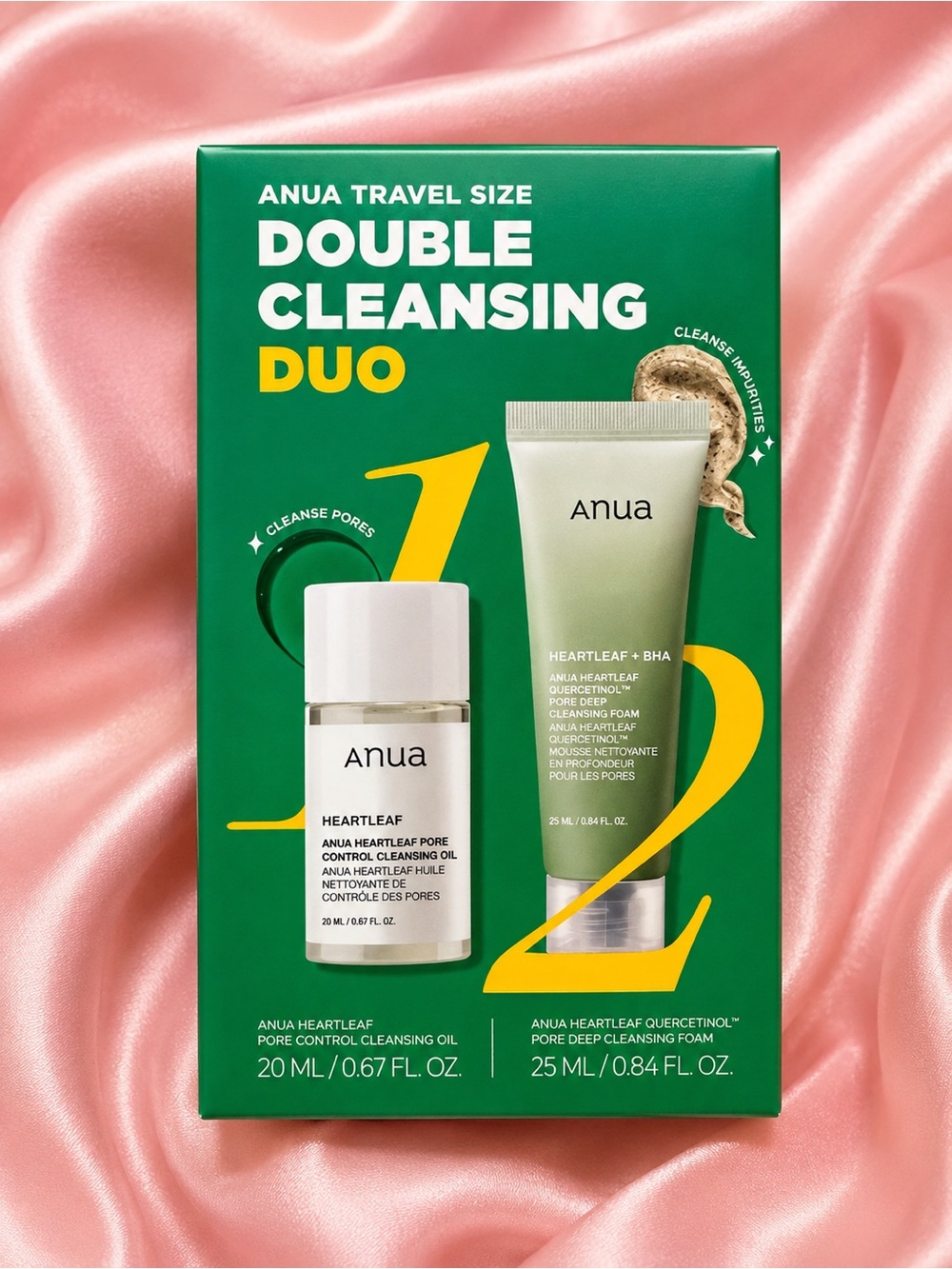 Anua Heartleaf Double Cleansing Duo - K Beauty Travel Size Set NEW